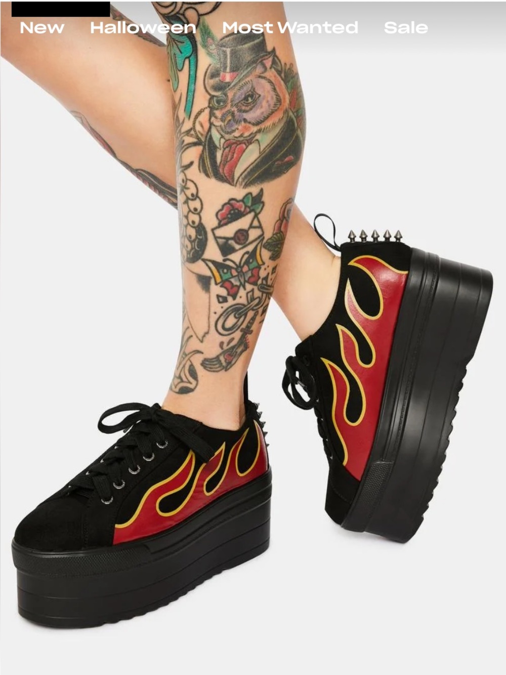LAMODA - Dolls Kill, Keep It Lit Flame, Platform, Sneakers, Size 7, Gothic